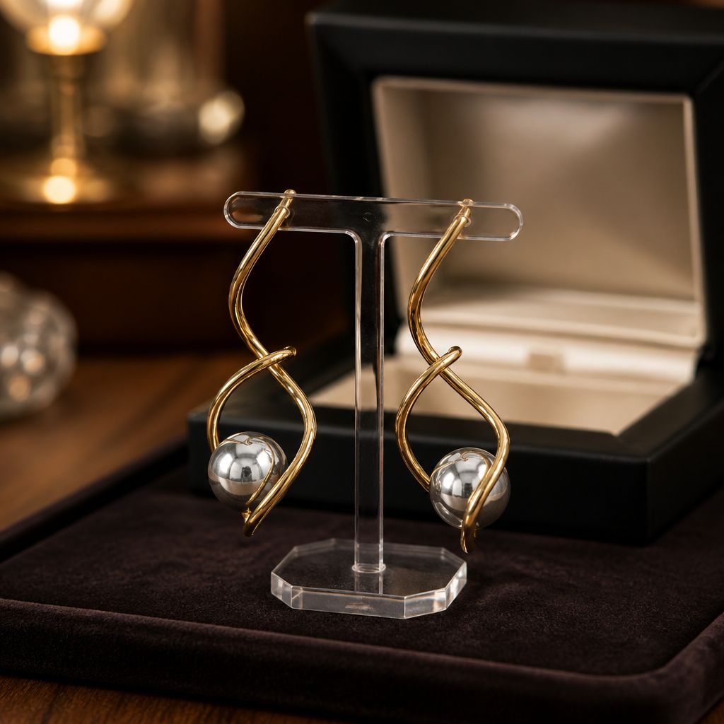 Antitarnish Sculpted Twist Ball Drop Earrings