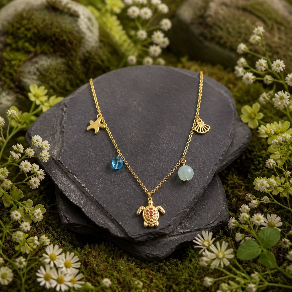 Antitarnish Chain With Ocean Charms Pendants