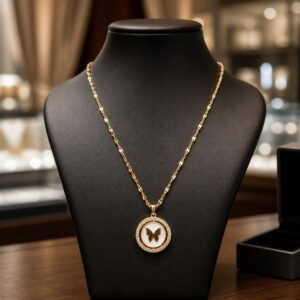 Antitarnish Chain With Butterfly Disc Pendant