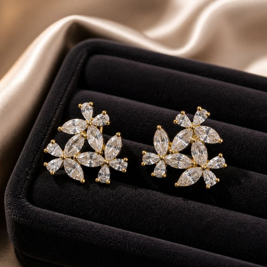 Antitarnish Sculptural Gold Stud Earrings