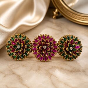 Handmade Navratna Bloom Kundan Centre Clip