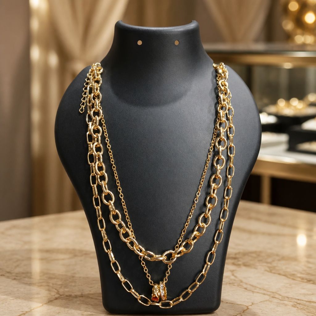 Antitarnish Linked Charms Layered Chain