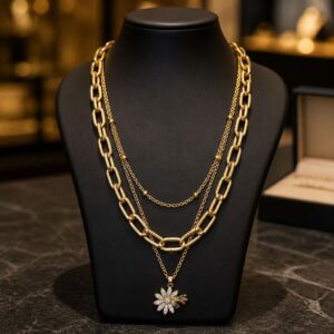 Antitarnish Daisy Bloom Layered Chain