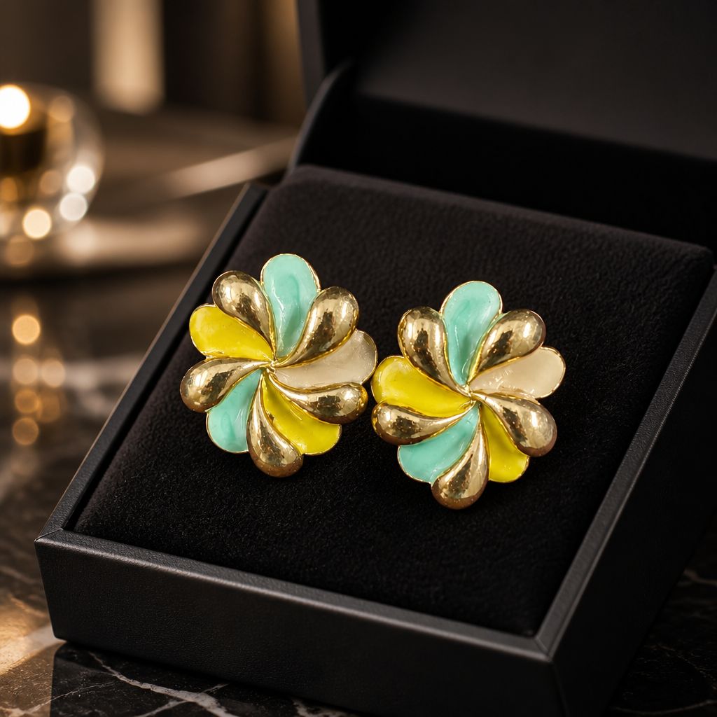 Antitarnish Pinwheel Bloom Stud Earrings
