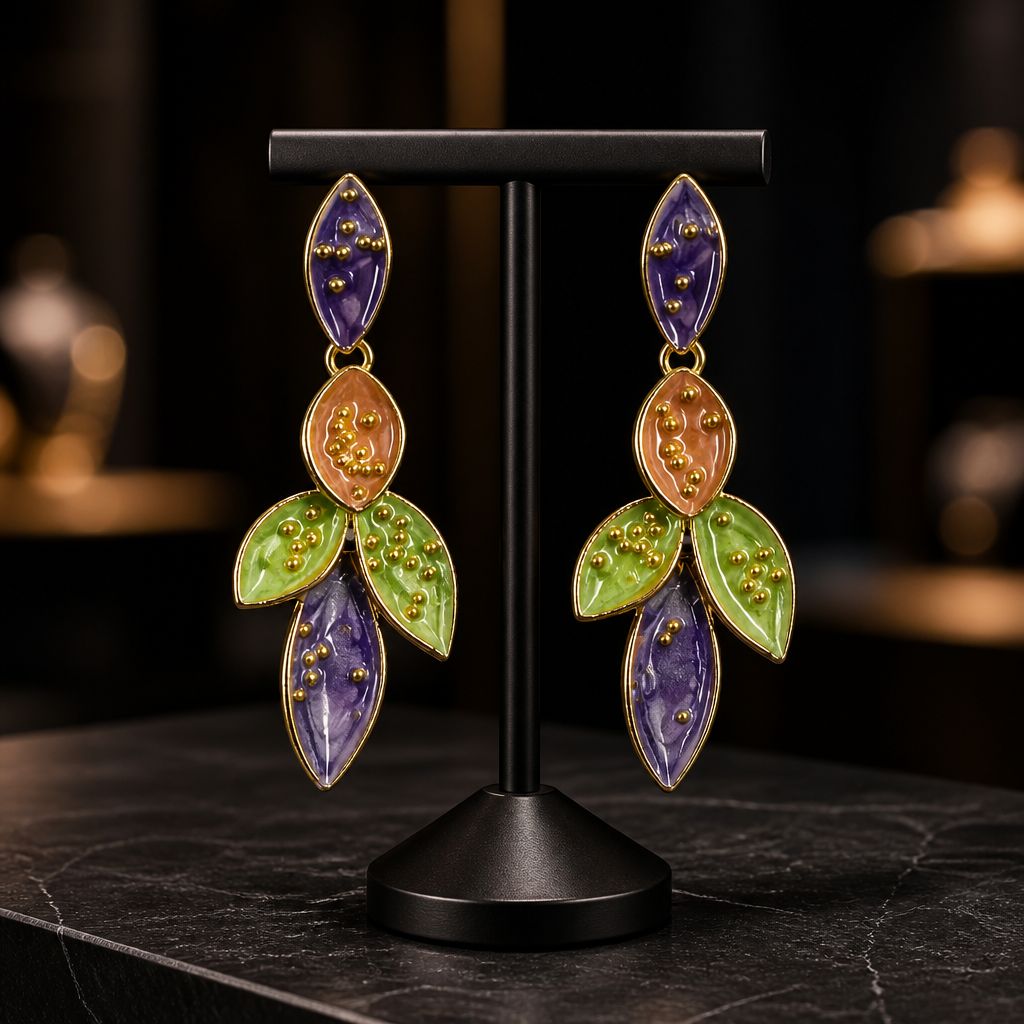 Antitarnish Botanical Cluster Drop Earrings