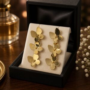 Antitarnish Triple Bloom Floral Drop Earrings