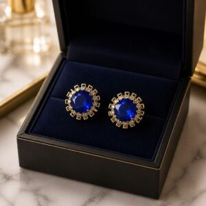 Handmade Sapphire Halo Earrings