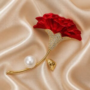 Antitarnish Red Rose Pearl Brooch