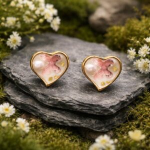 Antitarnish Enamel Heart Stud Earrings