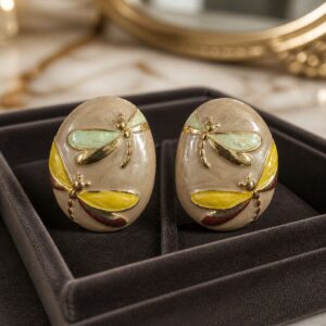 Antitarnish Enamel Dragonfly Dome Stud Earrings