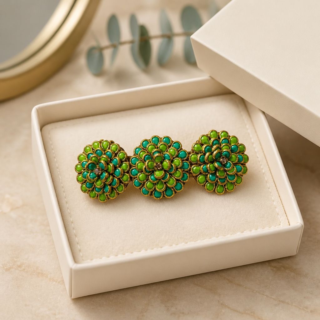 Handmade Kundan Bloom Centre Clip
