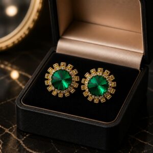 Handmade Emerald Halo Earrings