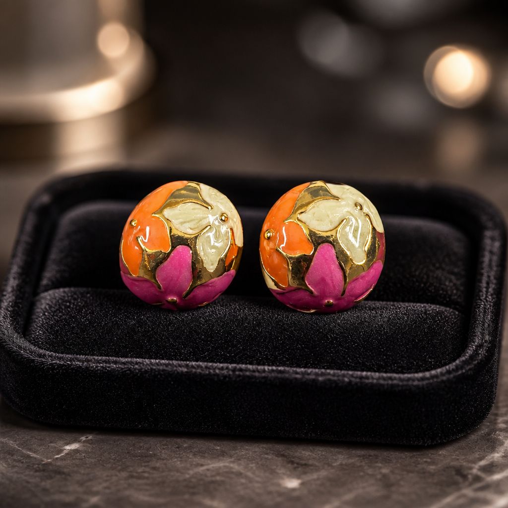 Antitarnish Enamel Abstract Dome Stud Earrings