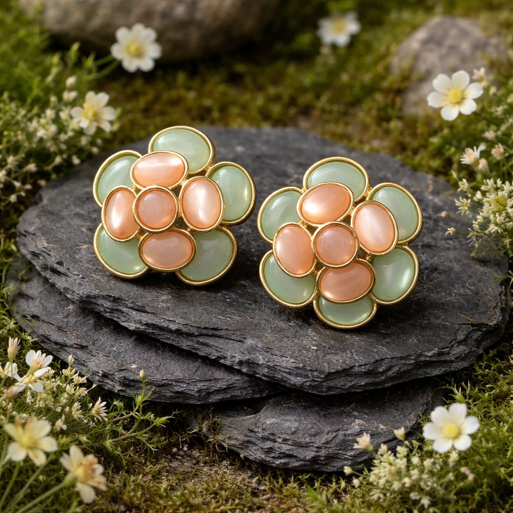 Antitarnish Pastel Bloom Cluster Stud Earrings