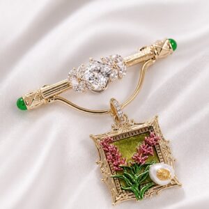 Antitarnish Baroque Frame Drop Brooch