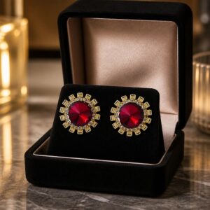 Handmade Ruby Halo Earrings