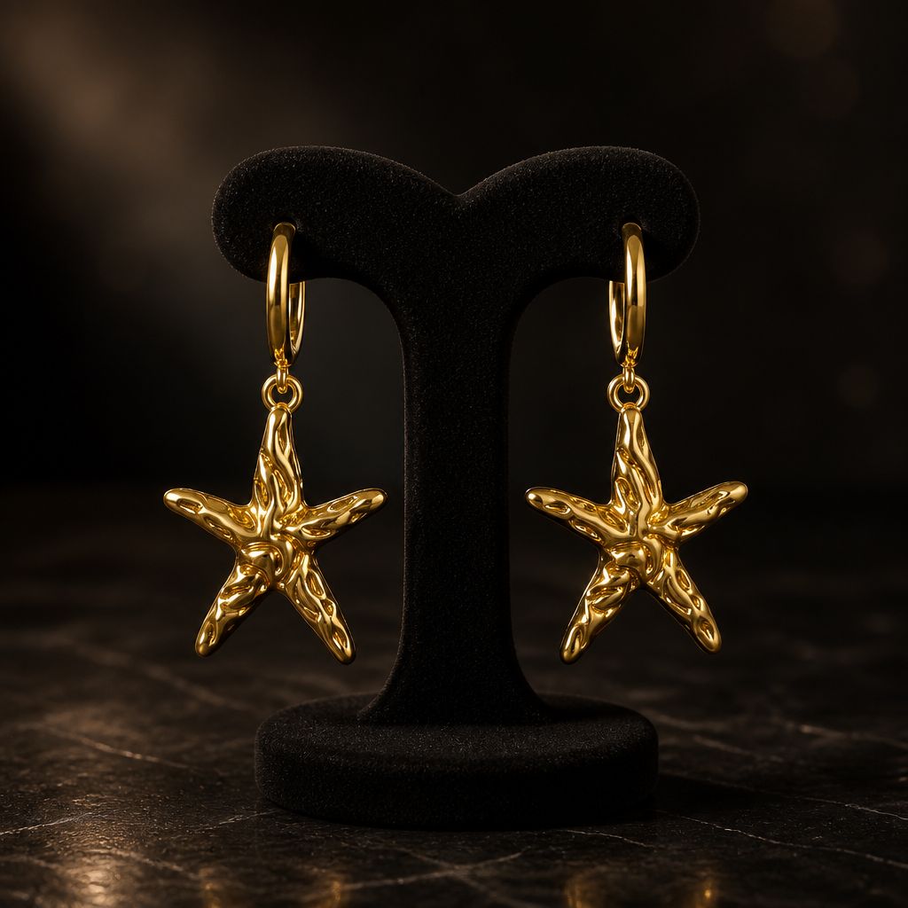 Antitarnish Starfish Drop Huggie Earrings