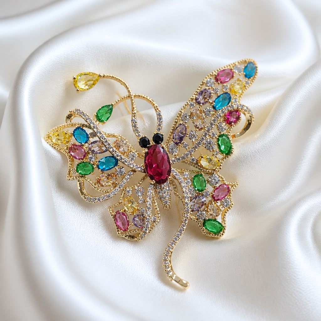 Antitarnish Kaleidoscope Butterfly Brooch