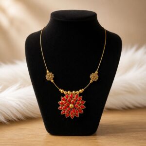 Handmade Crimson Bloom Invisible Chain