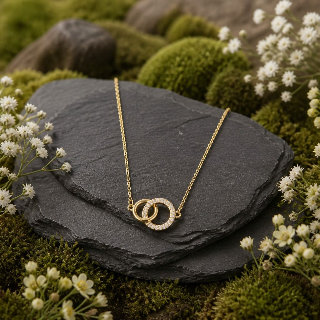 Antitarnish Chain With Interlocking Circles Pendant