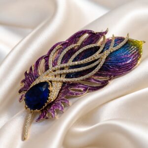 Antitarnish Enamel Peacock Feather Brooch