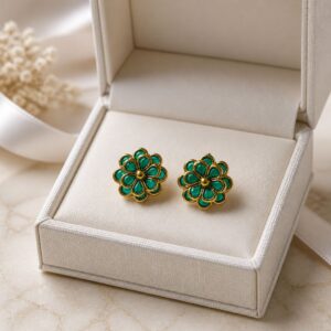 Handmade Kundan Floral Stud Earrings