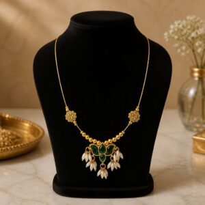 Handmade Kundan Lotus Drops Invisible Chain
