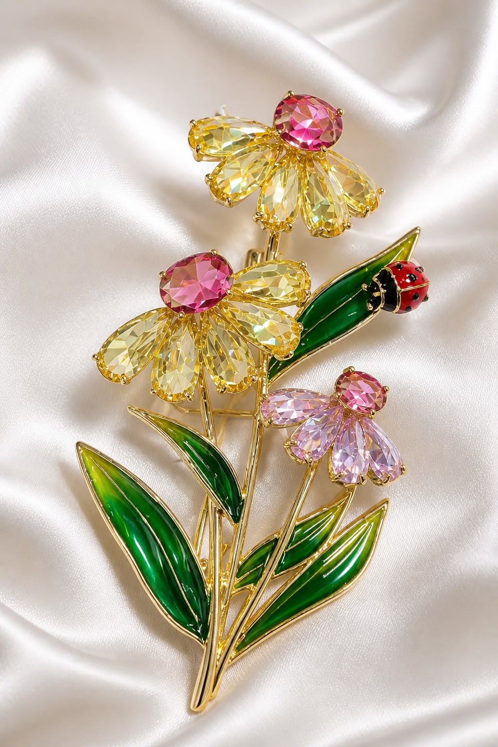 Antitarnish Stone Garden Bouquet Brooch