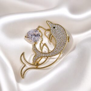 Antitarnish Leaping Dolphin Brooch