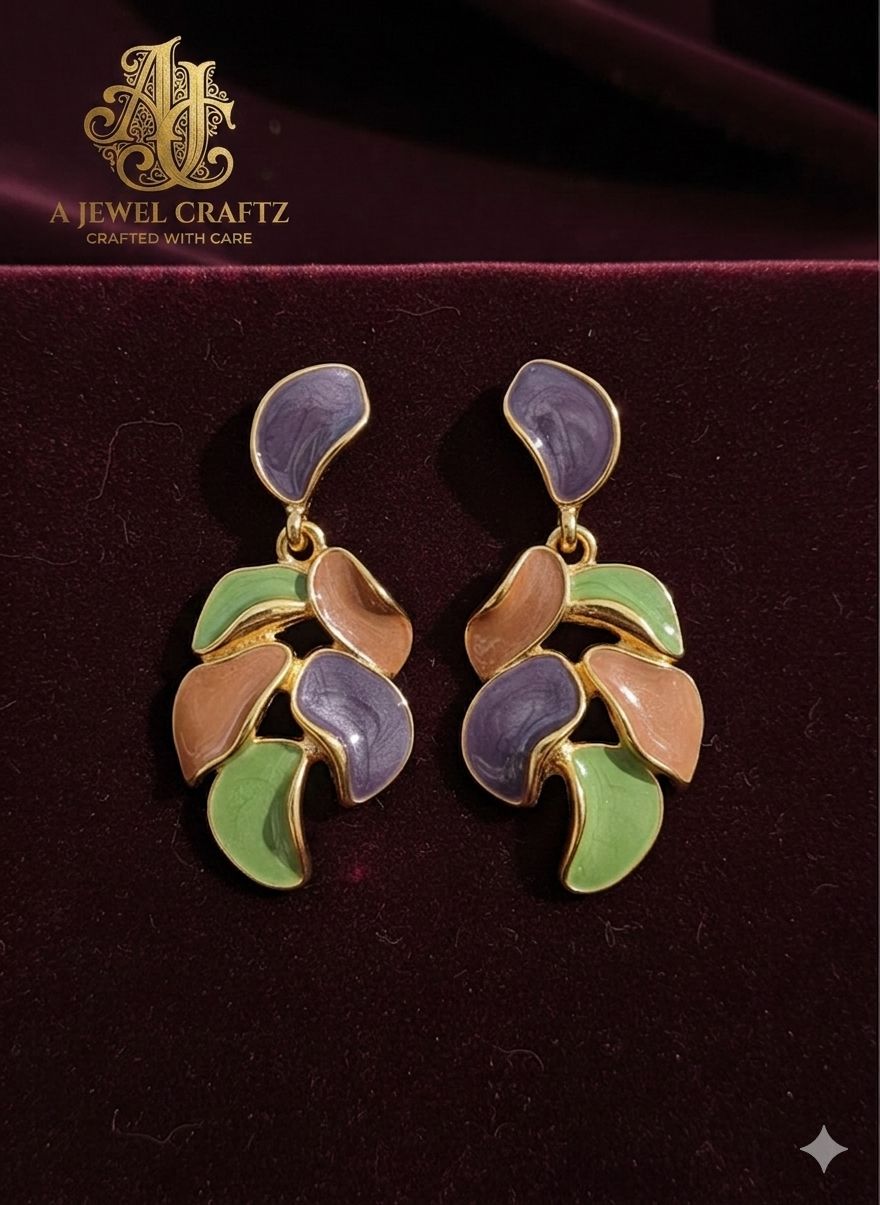 Antitarnish Enamel Petal Drop Earrings