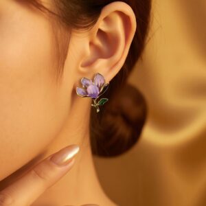 Antitarnish Tulip Enamel Stud Earrings