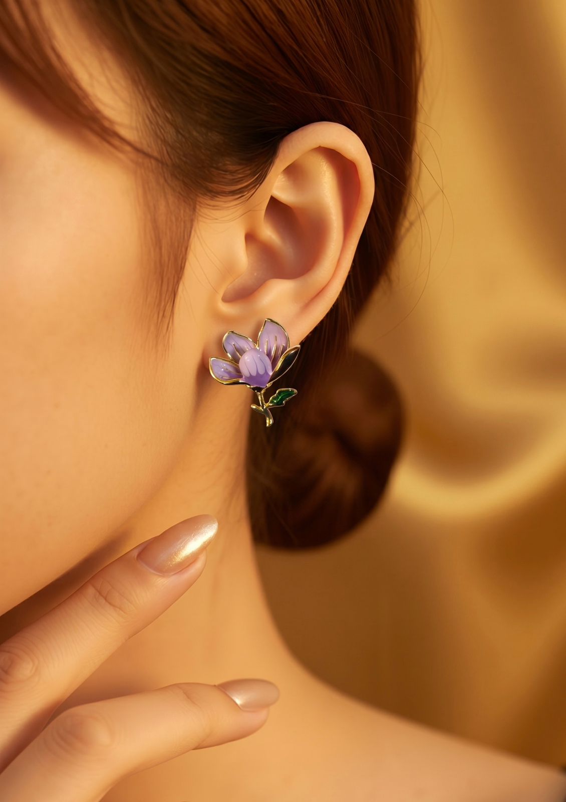 Antitarnish Tulip Enamel Stud Earrings
