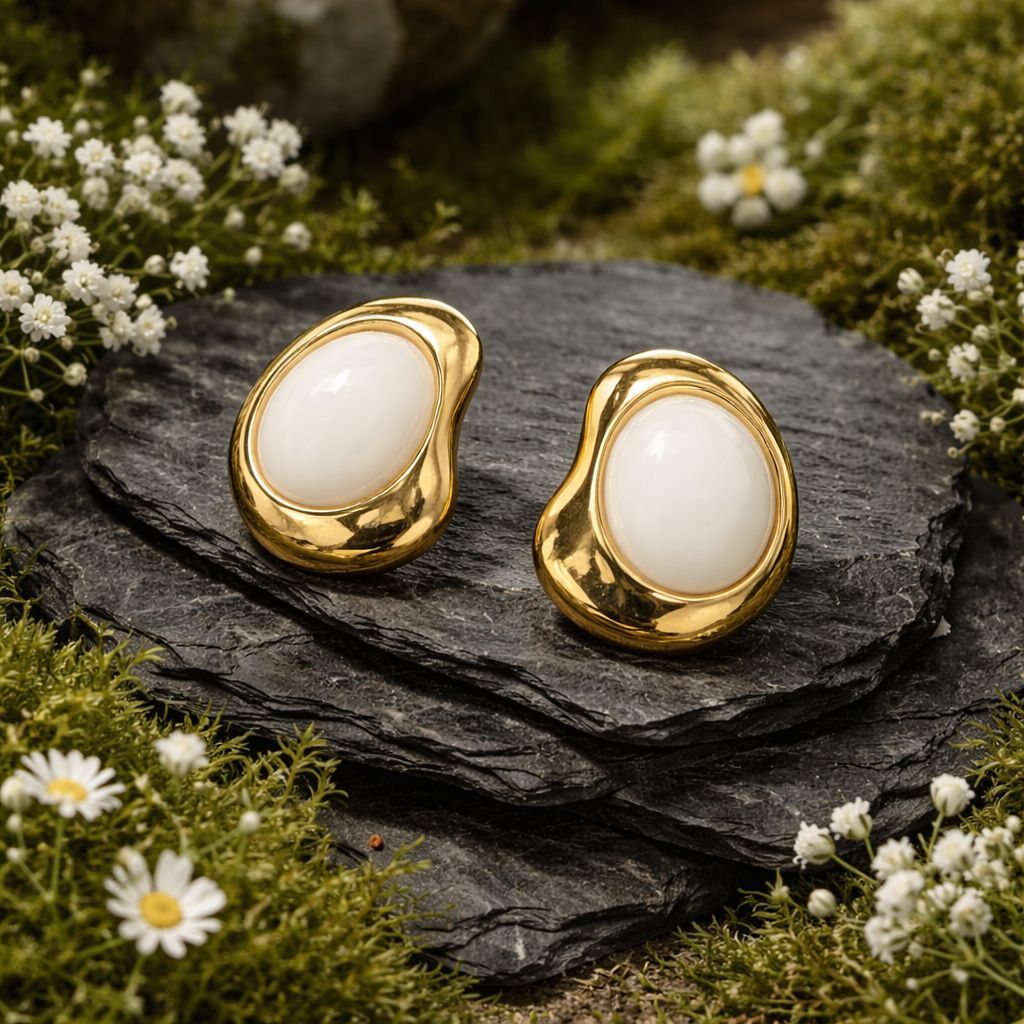 Antitarnish Sculptural Gold Stud Earrings