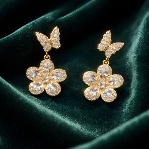 Antitarnish Butterfly BloomStone Drop Earrings