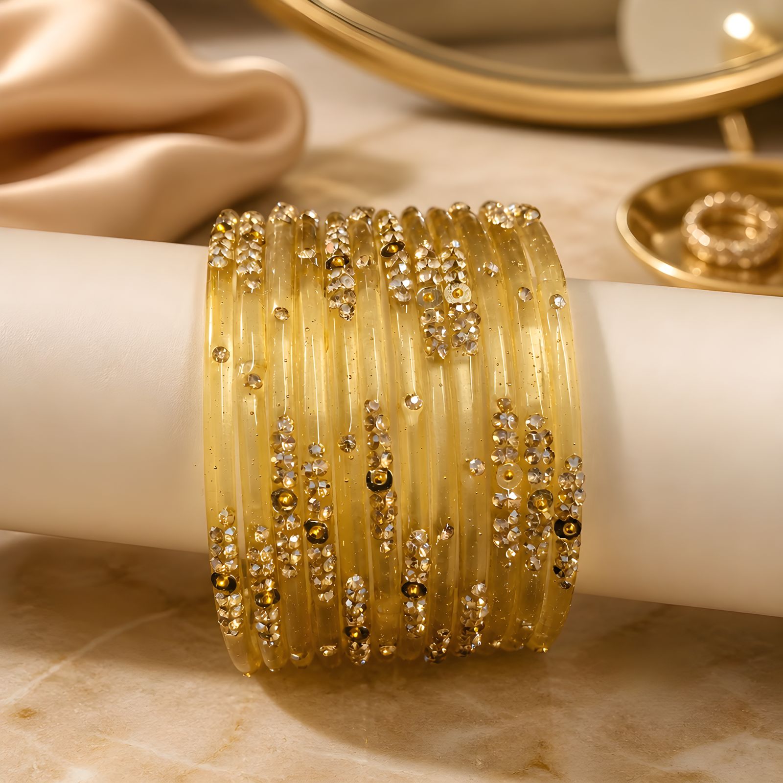 Cream Glass Bangles