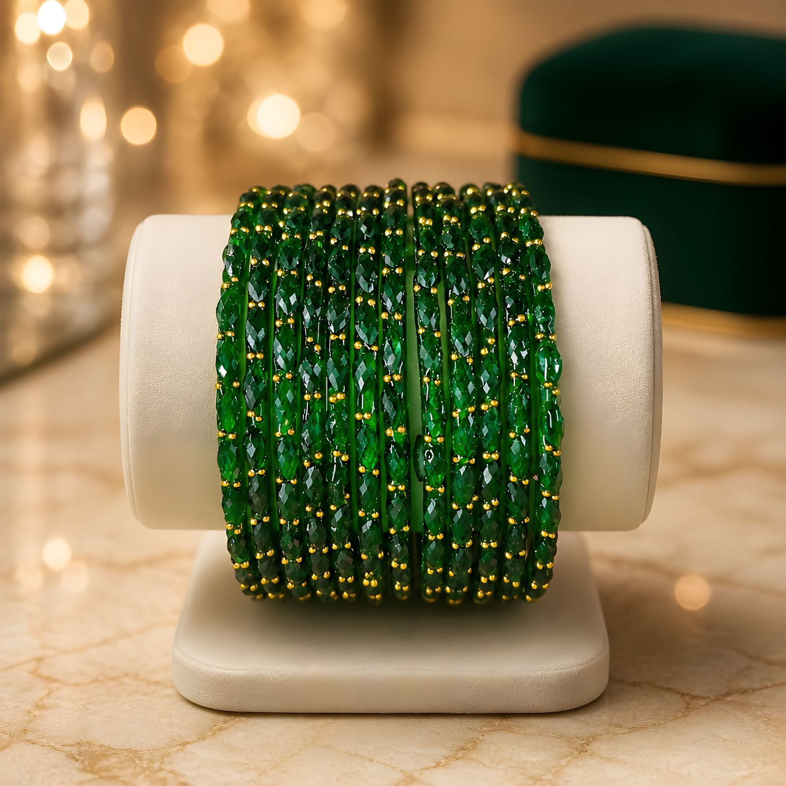 Dark Green Rain Drop Bangles