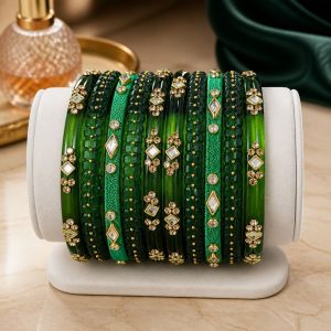 Dark Green Silk Thread Bangles Combo