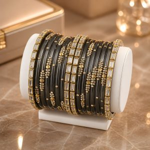 Dark Grey Silk Thread Bangles Combo