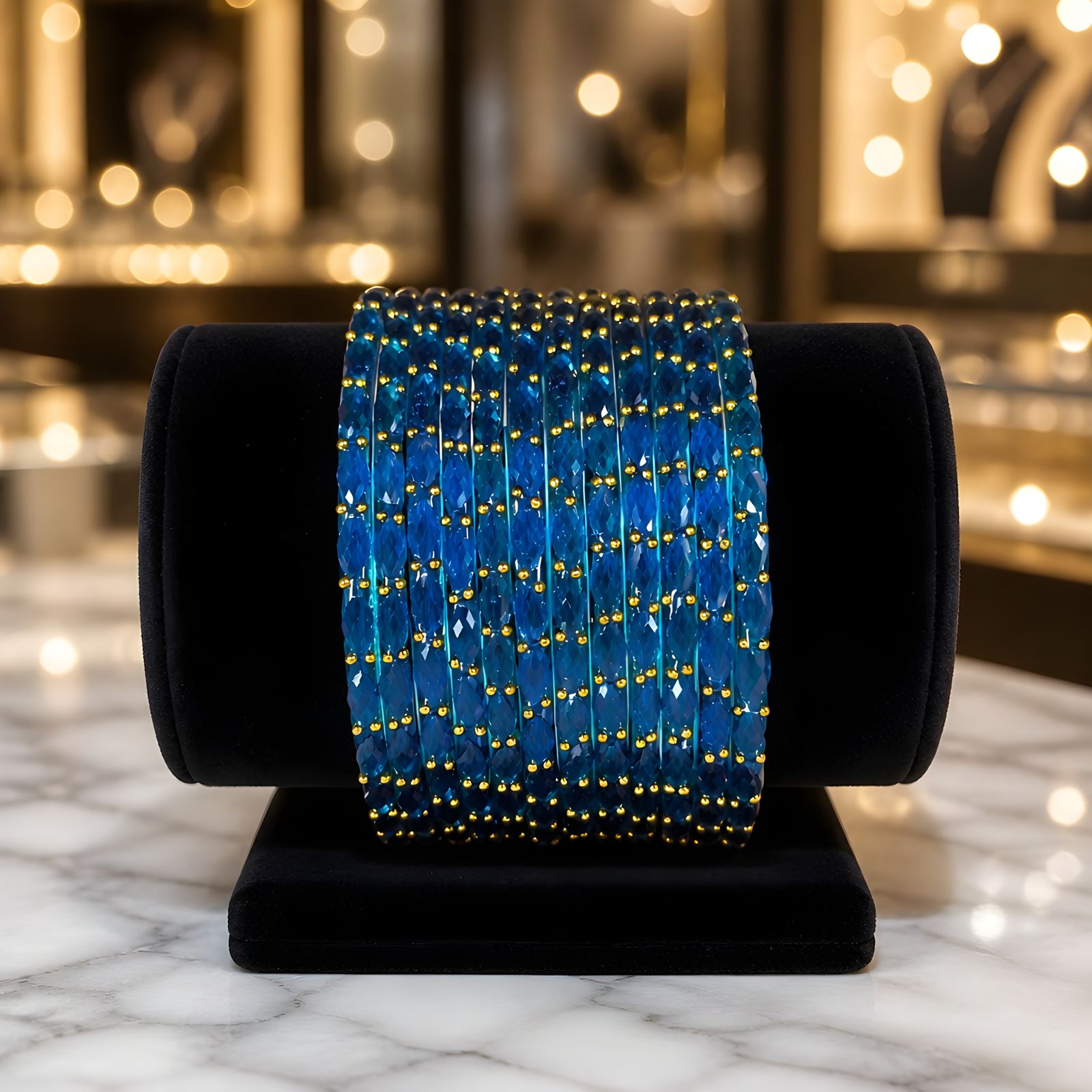 Denim Blue Rain Drop Bangles