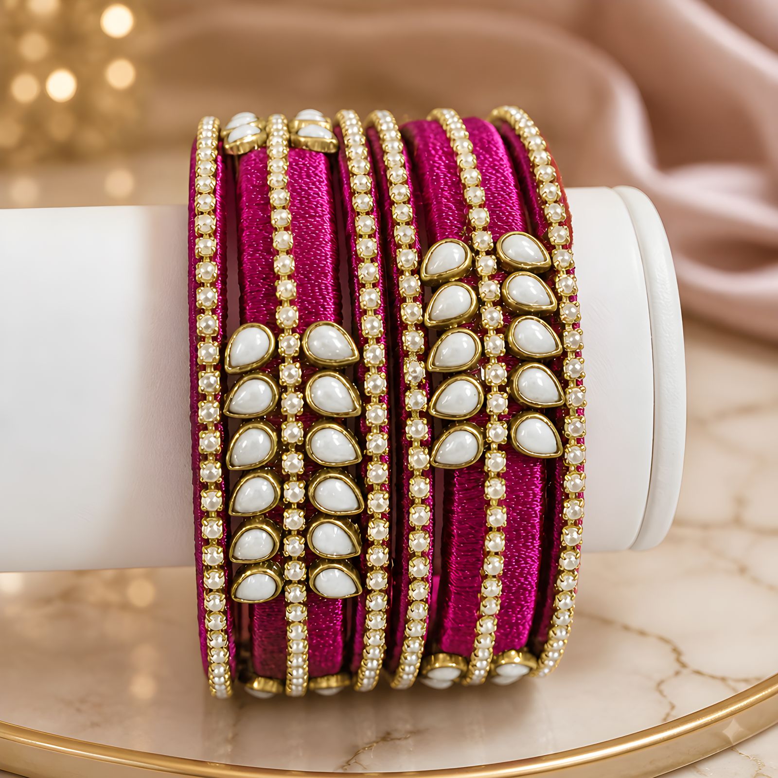 Silk Thread Bangles – Rani Pink Bangles
