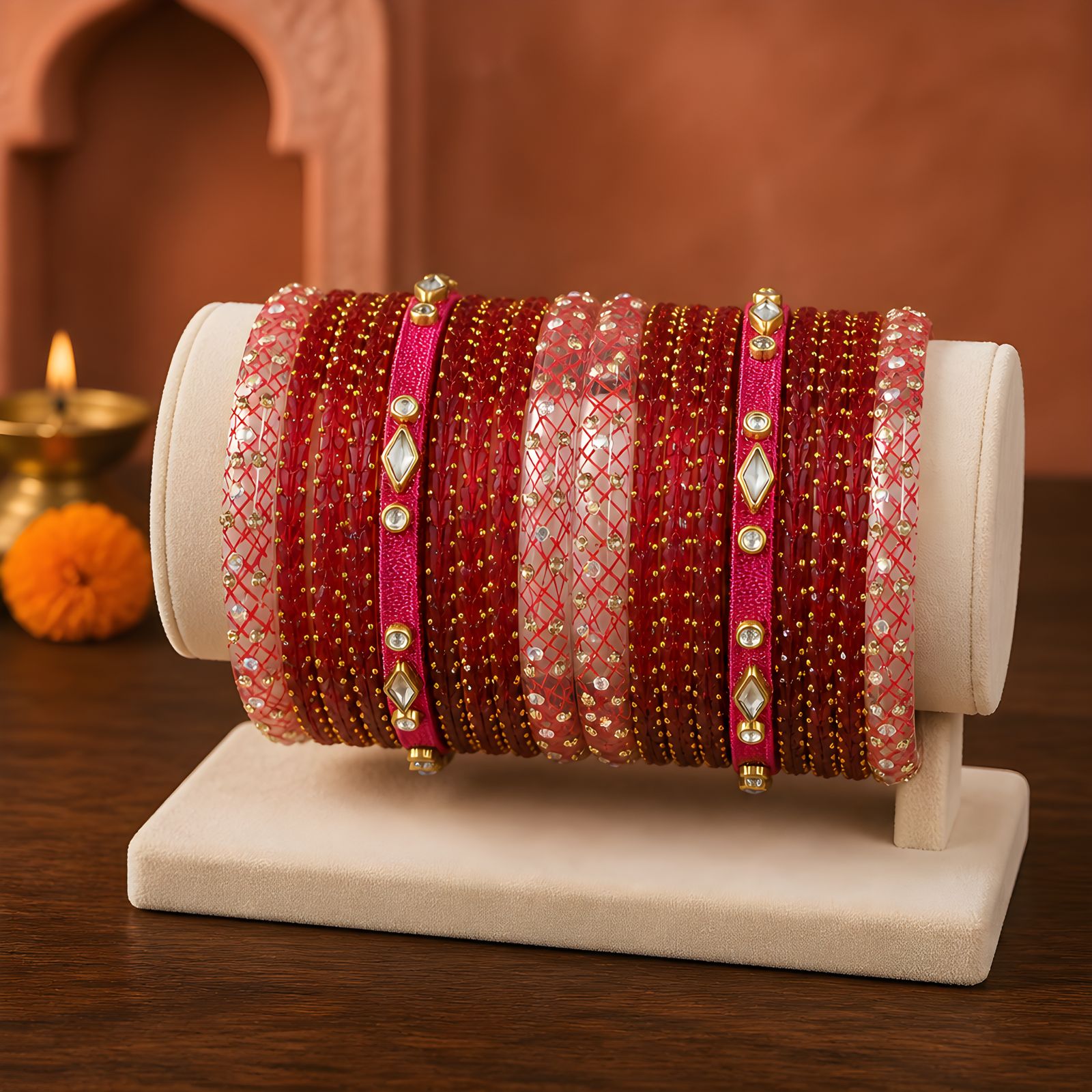 Red Silk Thread Bangles Combo