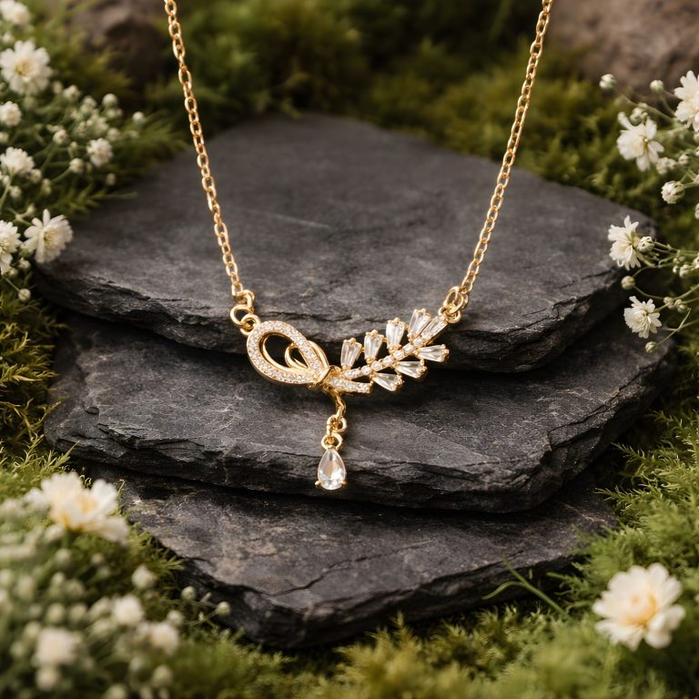 Stone Leaf Pendant Chain