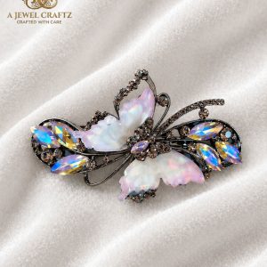 White Butterfly Stone Centre Clip
