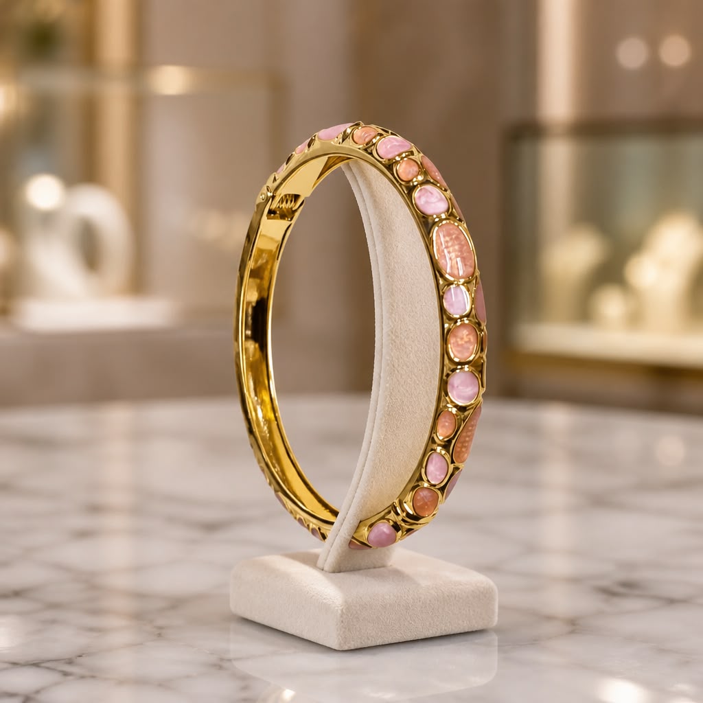 Antitarnish Blush Stone Meenakari Bracelet