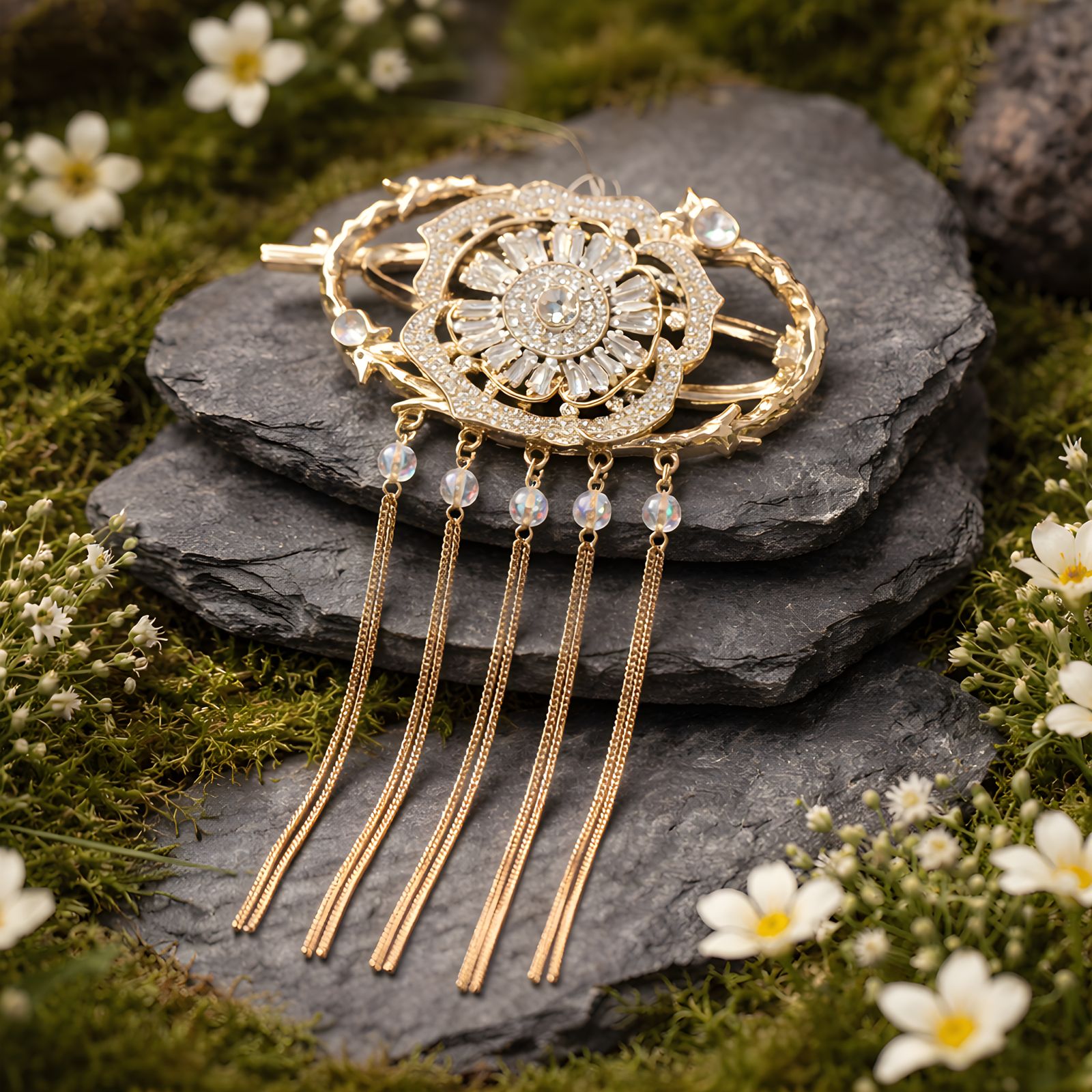 Antitarnish Mandala Tassel Hair Clutch