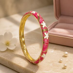 Antitarnish Fuchsia Bloom Meenakari Bracelet