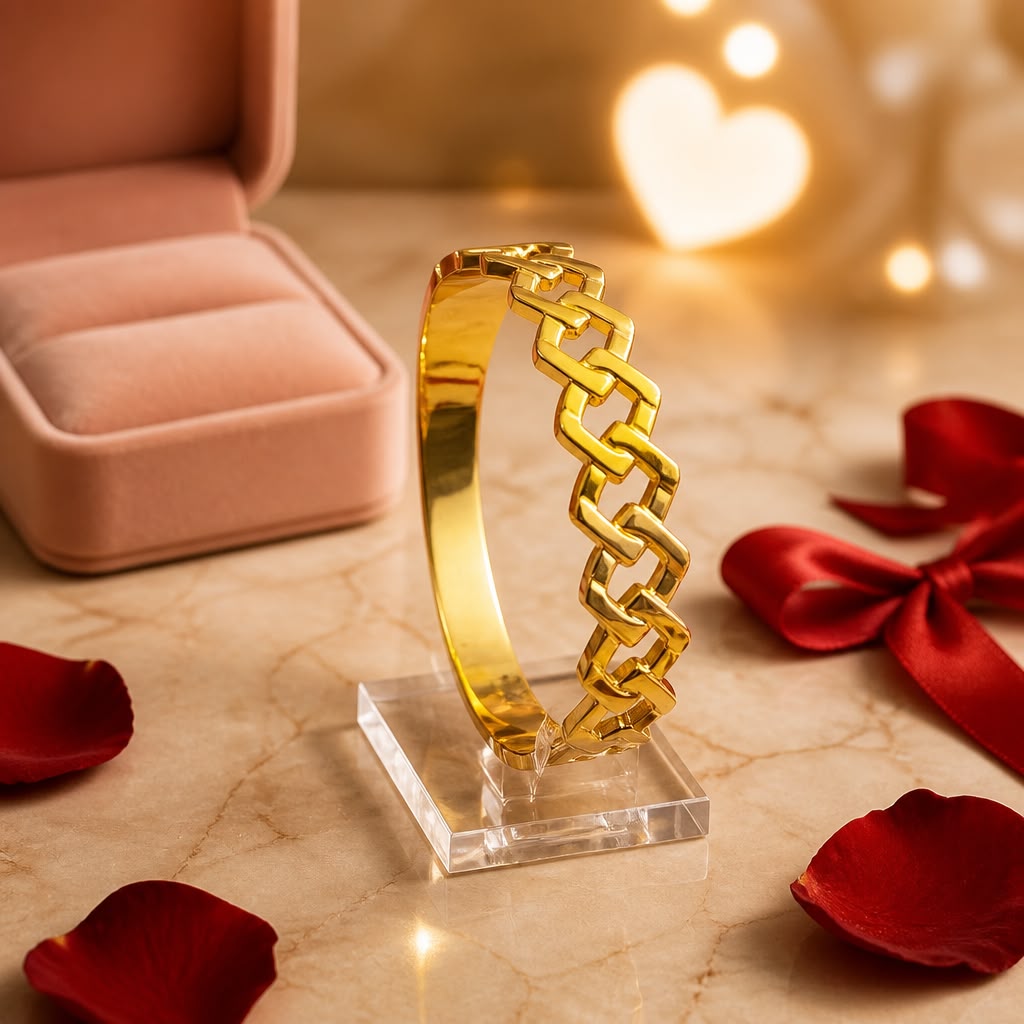 Antitarnish Gold Chain-Link Stainless Steel Bracelet