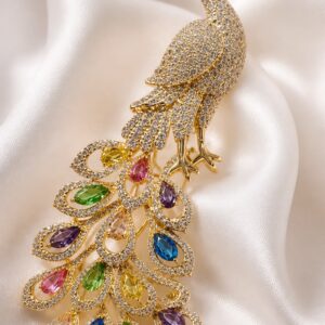 Antitarnish Royal Peacock Multicolor Crystal Brooch