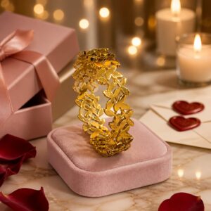 Antitarnish Golden Butterfly Garden Stainless Steel Bracelet