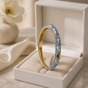 Antitarnish Powder Blue Meenakari Bloom Bracelet